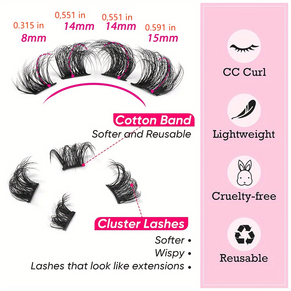Natural Cluster Lashes Extensions Wispy False Eyelashes DIY Lashes