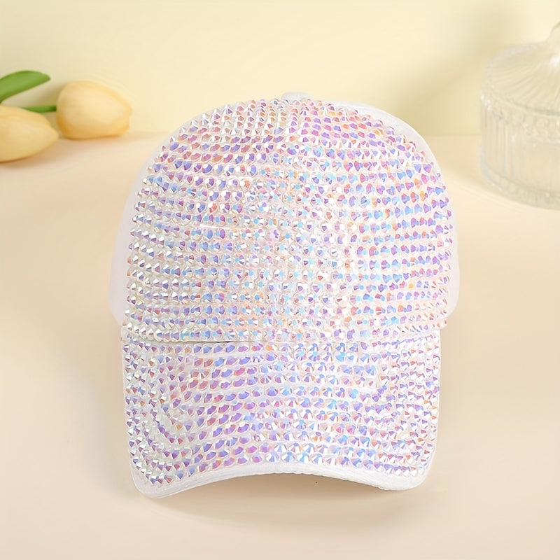 Rhinestone Baseball Cap Adjustable Sun Hats for Women