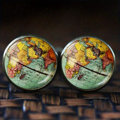 Vintage Globe Cufflinks Earth Jewelry Map Cufflinks