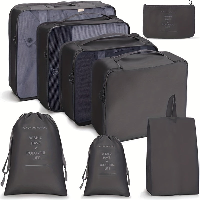8-Pcs Travel Luggage Bag Set - Dustproof Clothes Organizers
