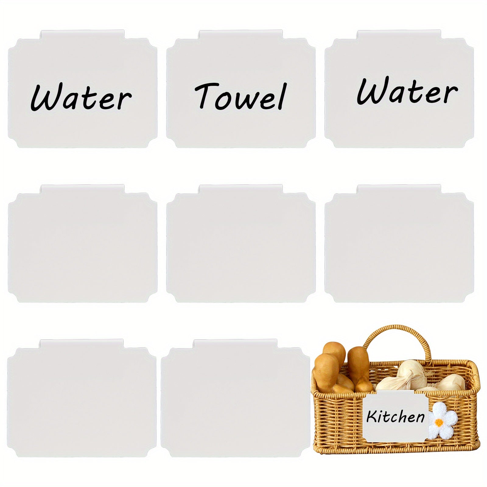 10pcs Removable Basket Labels Clip On For Kitchen Storage Rack