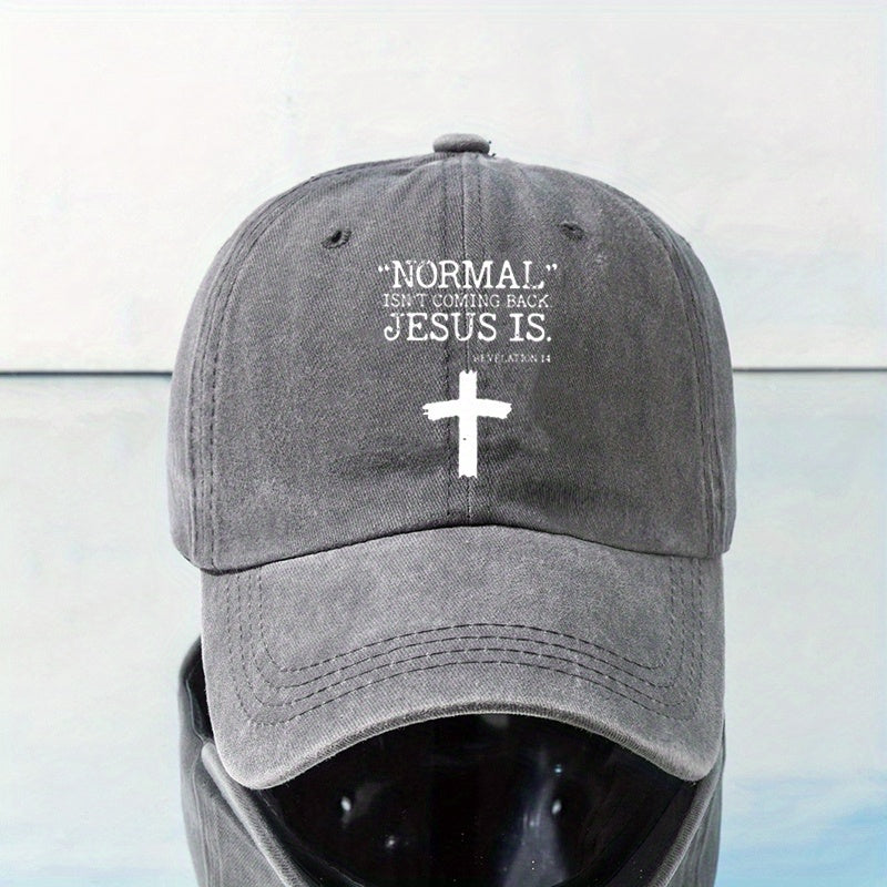 Cross Printed Distressed Baseball Cap Unisex Sun Hat