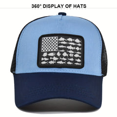 USA Flag Patch Baseball Cap Mesh Trucker Hat Sunscreen Sports Hat