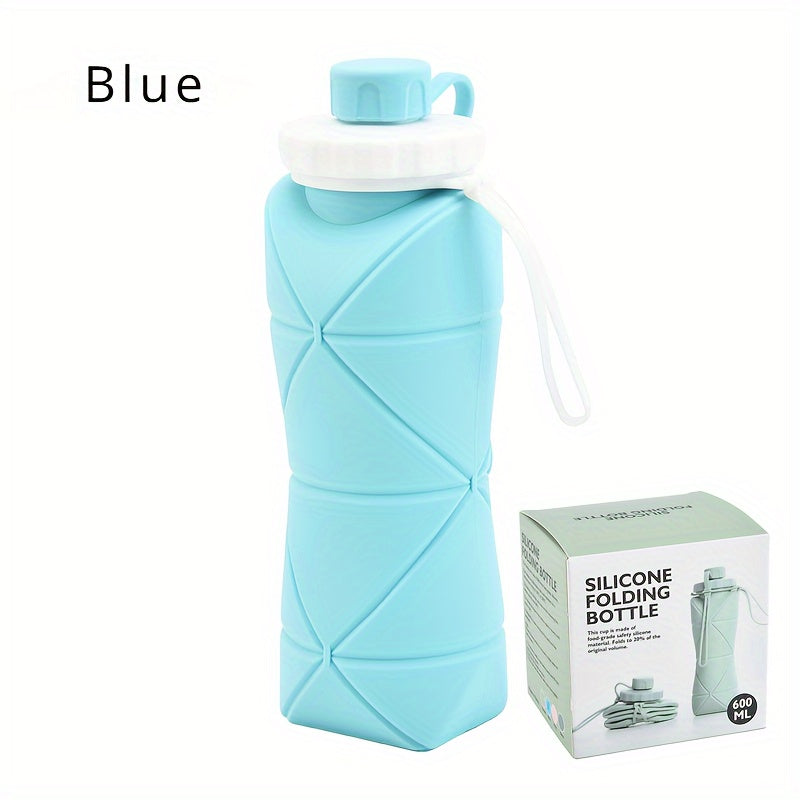 600ml Silicone Folding Water Cup Leakproof Portable Bottle for Outdoor Sports