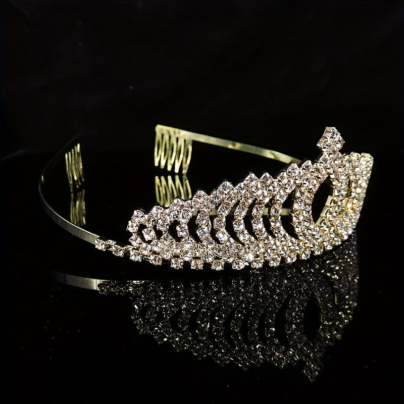 Rhinestone Queen Crown Tiara Headband Bridal Wedding Hair Accessory