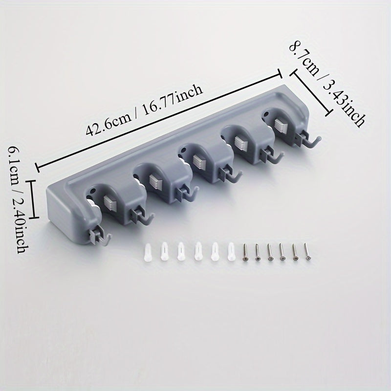 Garage Tool Storage Rack Wall Mounted with Hooks 5 Clips and 6 Hooks
