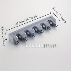 Garage Tool Storage Rack Wall Mounted with Hooks 5 Clips and 6 Hooks