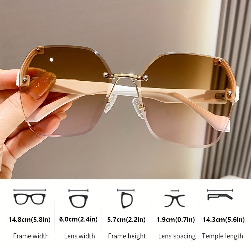 Polygonal Rimless Sunglasses UV400 Gradient Glasses