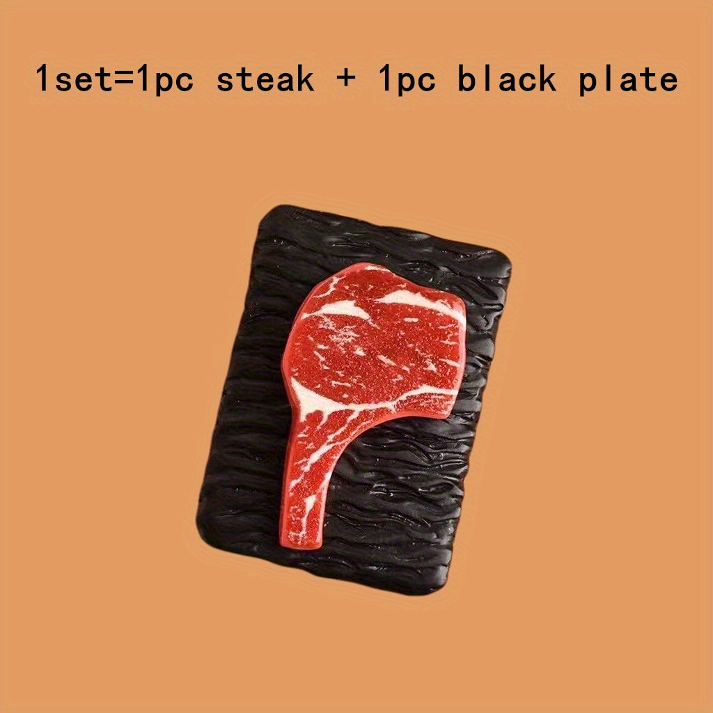 1:12 Dollhouse Steak Model Realistic Resin with Marbling Details DIY Scene Decor