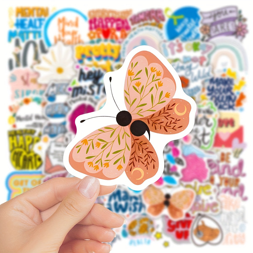 Set of 50 Mental Health Inspired English Stickers for Laptop Car Wallet & More