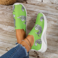 Leopard Print Slip-On Platform Sneakers for Women