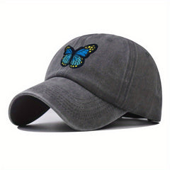 Butterfly Embroidery Baseball Cap Distressed Dad Hat