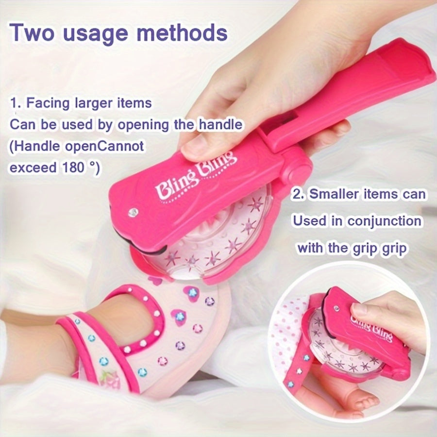 Girls' DIY Makeup Hair Stickers Pink & Multicolor Sparkling Rhjson Pin Set