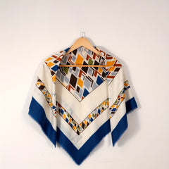 Boho Square Scarf Frayed Edge Tassel Shawl Casual Windproof Head Wrap