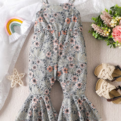 Girls Bow Pattern Off Shoulder Cami Flare Leg Clothes