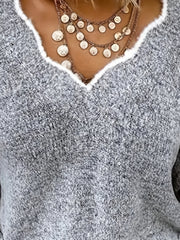 Casual Sweater Women's Plus V Neck Jumper