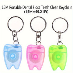 Portable Dental Floss Teeth Cleaning Keychain 15M 49 21Ft Outdoor Camping Travel