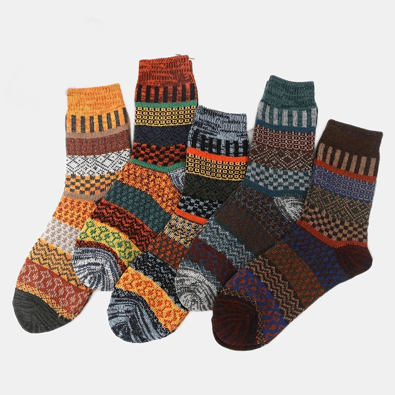 Men's Striped Crew Socks Breathable Comfy Casual Unisex Socks