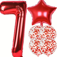 Red Birthday Balloon Set - 40" Giant, 18" Star, 12" Confetti Balloons