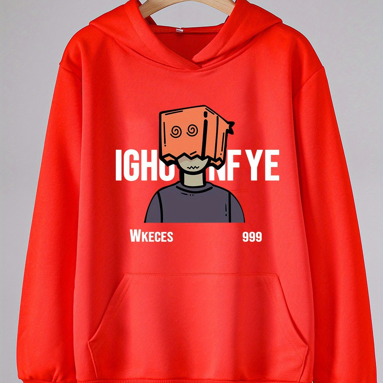 Box Head Man Graphic Hoodies Girls Comfy Hooded Sweatshirt With Pocket