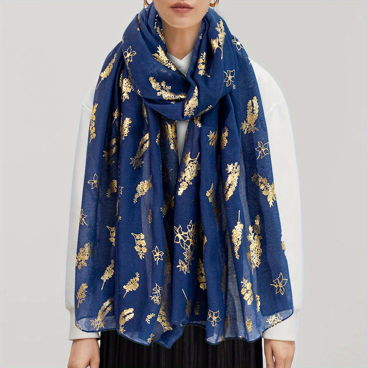 Lavender Hot Stamping Scarf Solid Shawl Classic Windproof Head Wrap