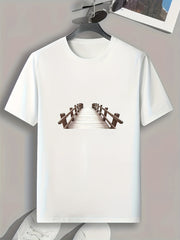 Wooden Bridge Print Men's Graphic T shirt for Summer