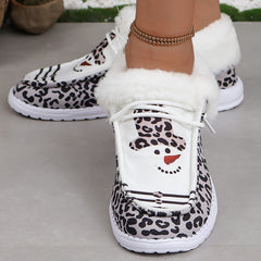 Women's Christmas Snowman & Leopard Skateboard Shoes Low Top
