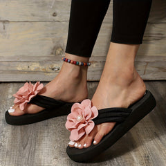 Women's Flower Flip Flops Casual Summer Beach Slide Shoes