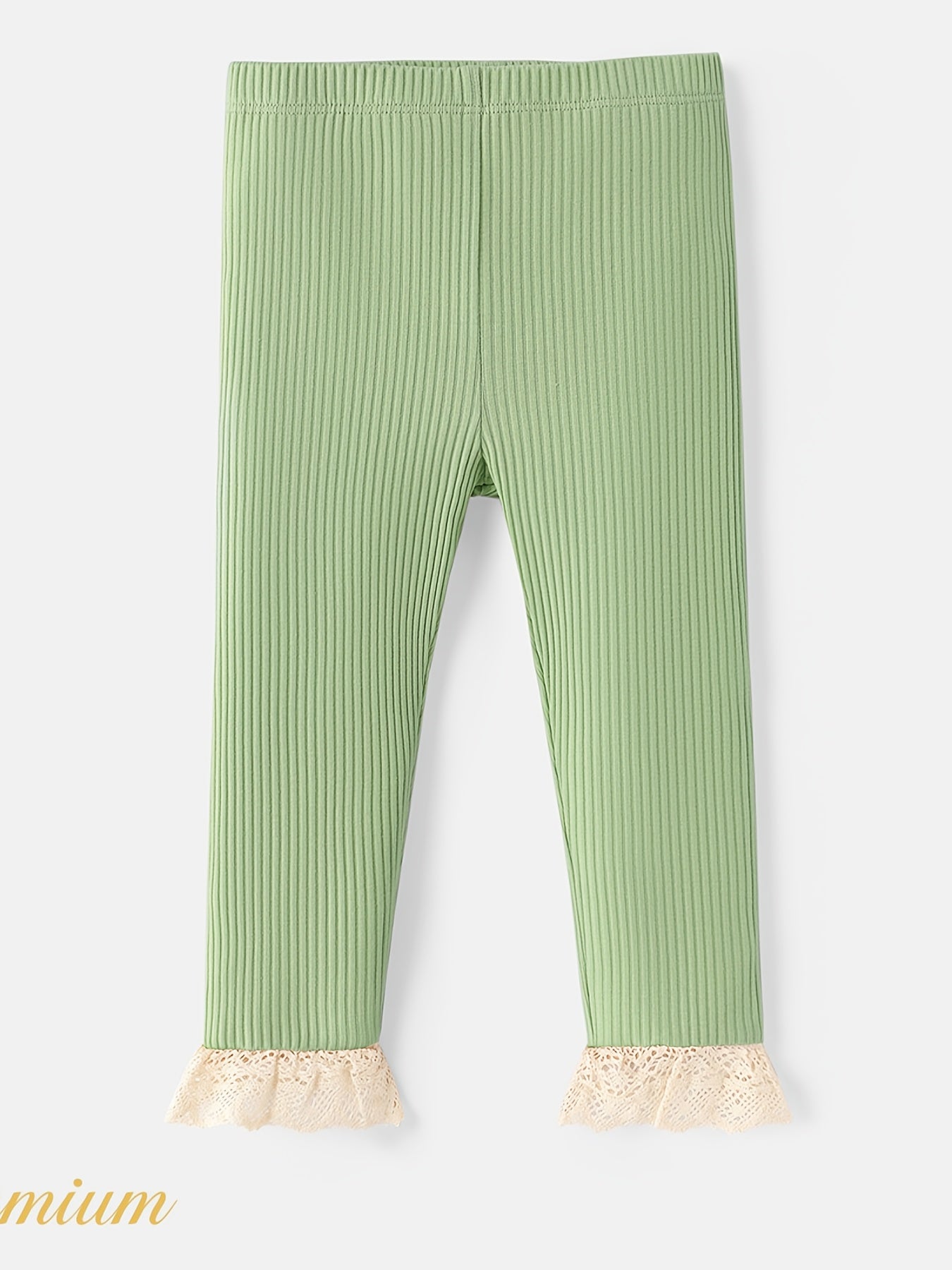 Baby Girl's Ribbed Knit Leggings Lace Up Trousers