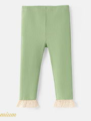 Baby Girl's Ribbed Knit Leggings Lace Up Trousers