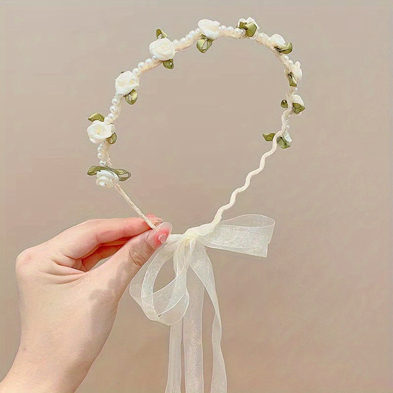 Faux Pearl Flower Princess Headband Hair Accessories for Girls