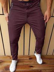 Classic Solid Men's Zipper Dress Pants with Stretch