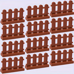 Wooden Building Blocks Set with Arch and Fence Pieces DIY Animal Scenes Farm