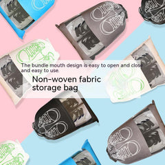 Non Woven Shoe Storage Bag Drawstring Dustproof Grey