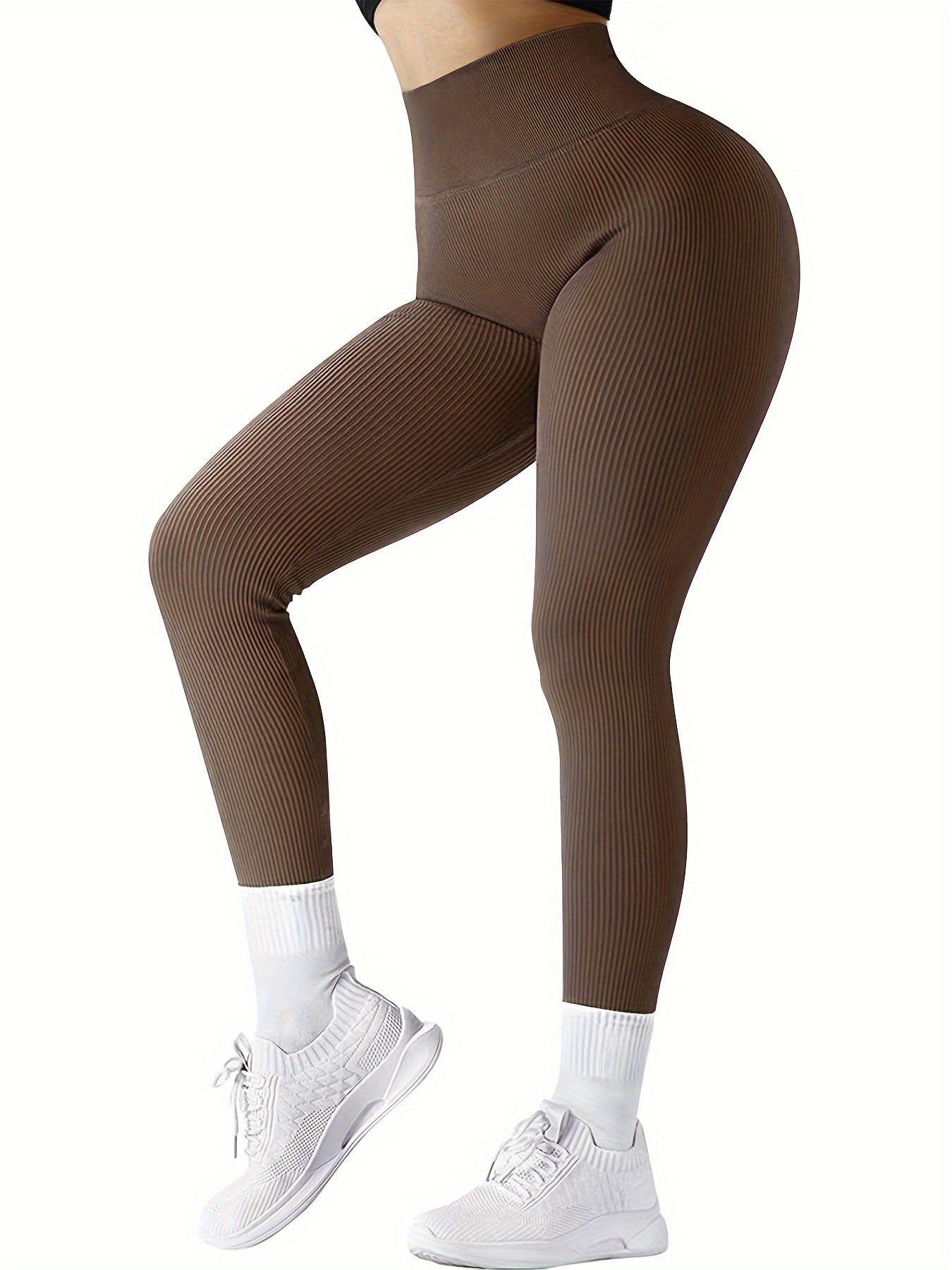 Seamless High Waist Rib Knit Yoga Pants