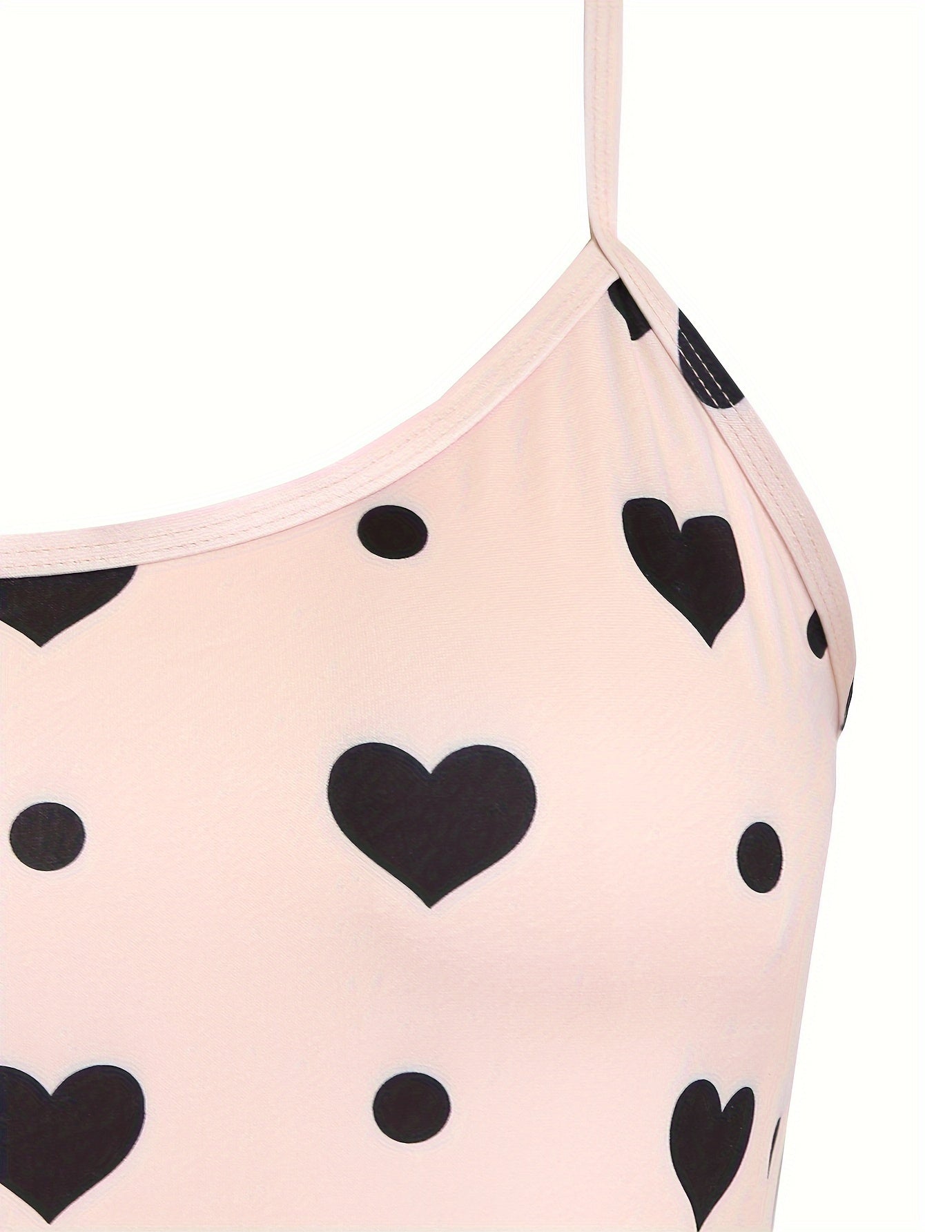 Heart & Dot Print Cami Top & Pants Lounge Two Piece Set