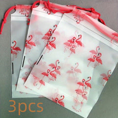 3pcs Flamingo Drawstring Travel Underwear Clothes Storage Bag