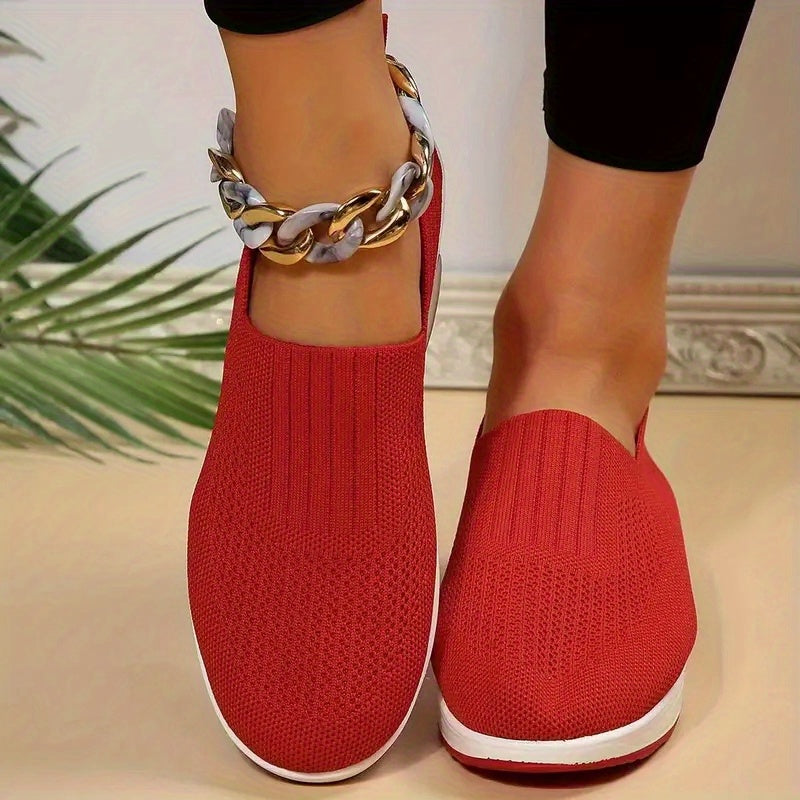 Women's Textured Knitted Wedge Slip-On Sneakers