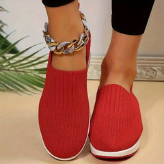 Women's Textured Knitted Wedge Slip-On Sneakers