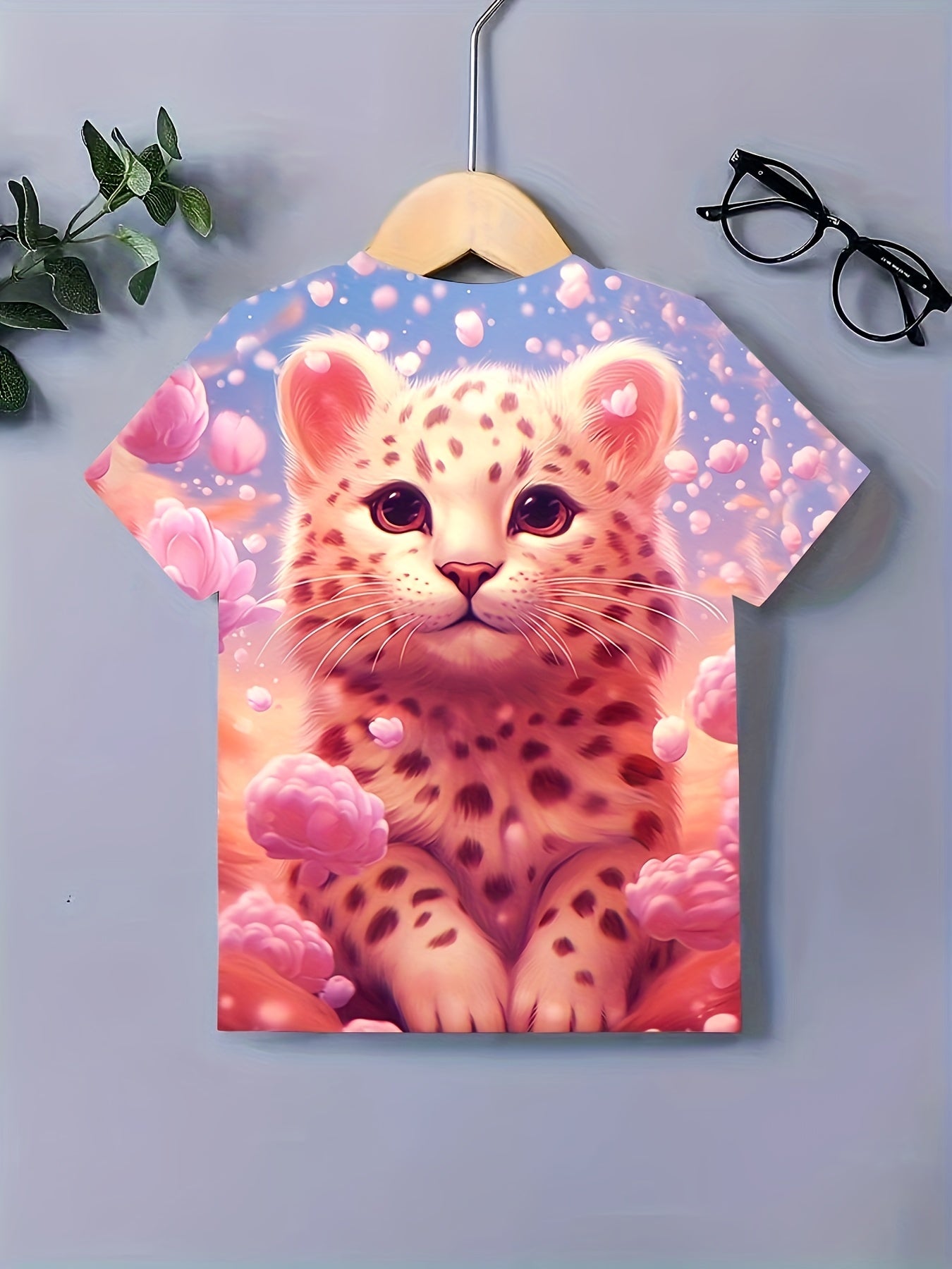 Funny Leopard Graphic Short Sleeve T shirt For Girls Summer Gift