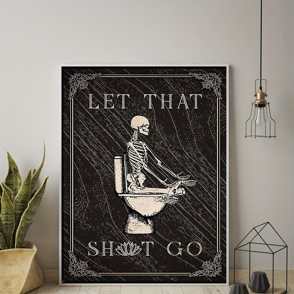Funny Skeleton Bathroom Decor Canvas Print