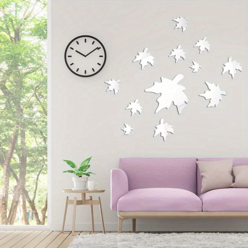 10pcs Fluffy Cloud Reflective Mirror Wall Stickers