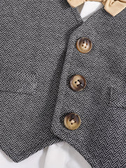 Baby Boys Gentleman Style 3pcs Suit Bowtie Dress Shirt Vest Pants Set