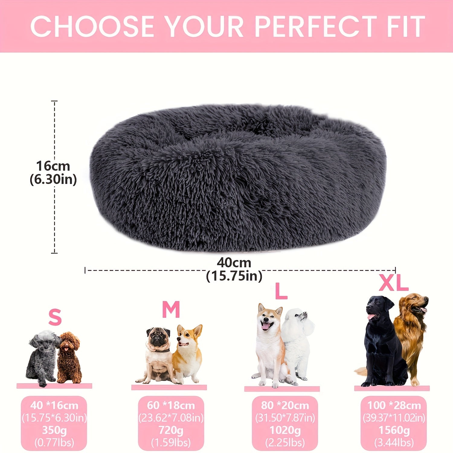Plush Washable Dog Bed Soft Donut Bed Sleeping Mat