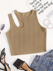 Sexy Sleeveless Tank Top Asymmetrical Neck for Summer