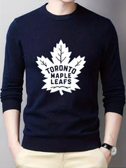 Toronto Maple Leaf Pattern Knitted Sweater Men's Crew Neck Pullover