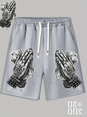 Men's Money Pattern Comfy Shorts with Elastic Waist