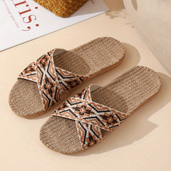 Minimalist Linen Lightweight Non Slip Open Toe Slides