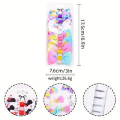 8pcs Cartoon Gradient Rainbow Bow Hair Clips Girls Accessories