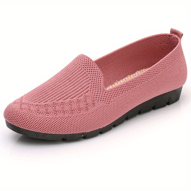 Women's Knit Flat Shoes Soft Sole Slip On Comfortable Walking Flats